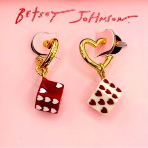 LAST ONE!! Betsey Johnson Dice Huggie Earrings
